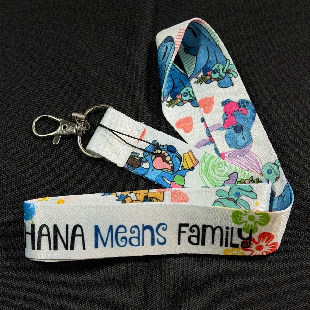Disney Lilo and Stitch Ohana Means Family Lanyard ID Badge Holder Key Chain